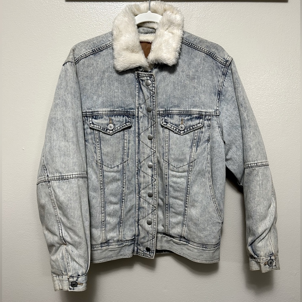 American Eagle Denim Faux Fur lined Jacket